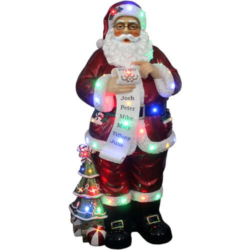 Fraser Hill Farm 52" Santa Holding Gift Scroll with Multi-colored LED Lights