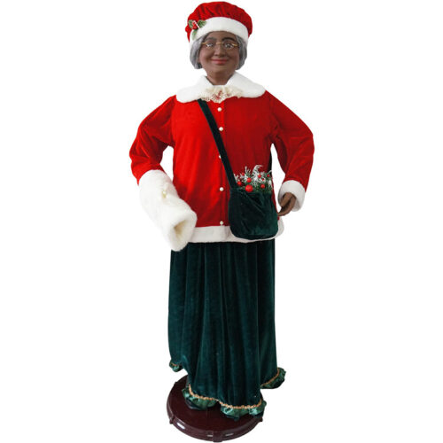 Fraser Hill Farm 58" Dancing African American Mrs. Claus Wearing Hand Muff