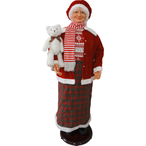 Fraser Hill Farm 58" Mrs. Claus holding Teddy Bear