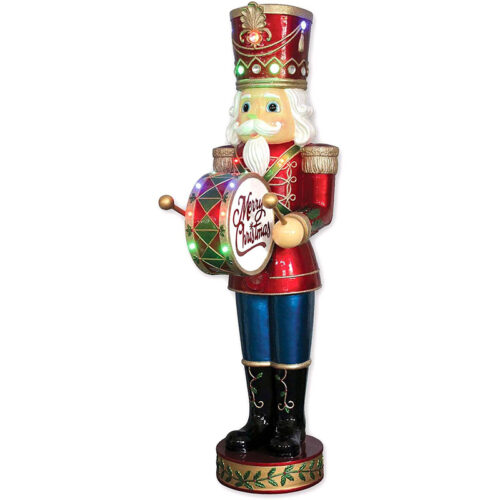Fraser Hill Farm 60" Drumming Nutcracker with Multi-colored LED Lights