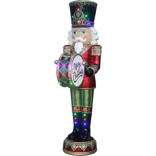 Fraser Hill Farm 72" Animated Musical Nutcracker with Multi-colored LED Lights