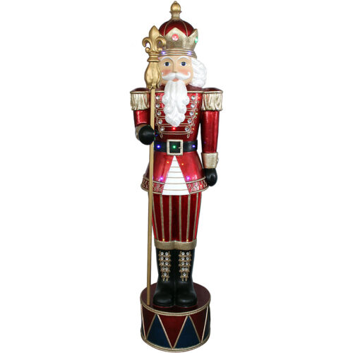 Fraser Hill Farm 72" Jeweled Nutcracker Greeter with Multi-colored LED Lights