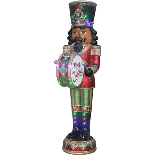 Fraser Hill Farm 72" Musical African American Nutcracker with Multi-colored LED Lights