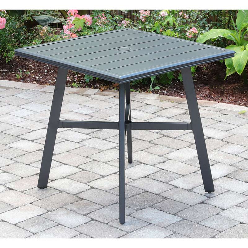 Hanover Cortino Commercial Aluminum 30" Square Slat Top Table