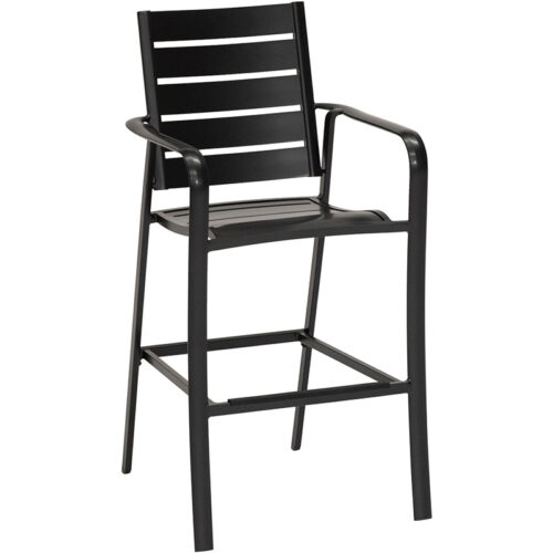 Hanover Cortino Commercial Gunmetal Slat Counter Height Dining Chair