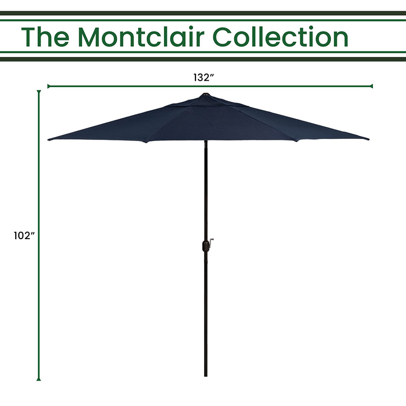 Hanover Montclair 11' Navy Blue Umbrella - Image 2