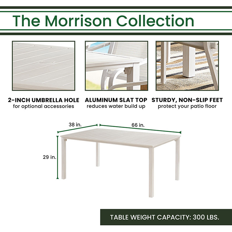 Hanover Morrison 7 Piece Dining Set with 6 Sling Chairs and Slat Table