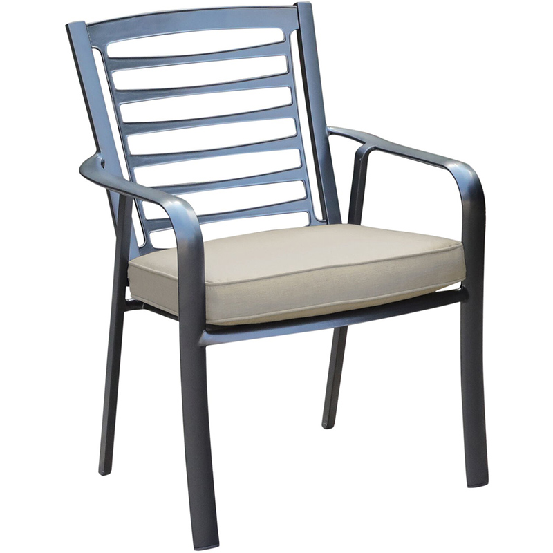 Hanover Pemberton Commercial Gunmetal Sunbrella Cushioned Dining Chair