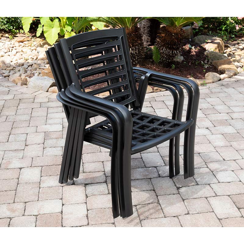 Hanover Pemberton Commercial Gunmetal Sunbrella Cushioned Dining Chair