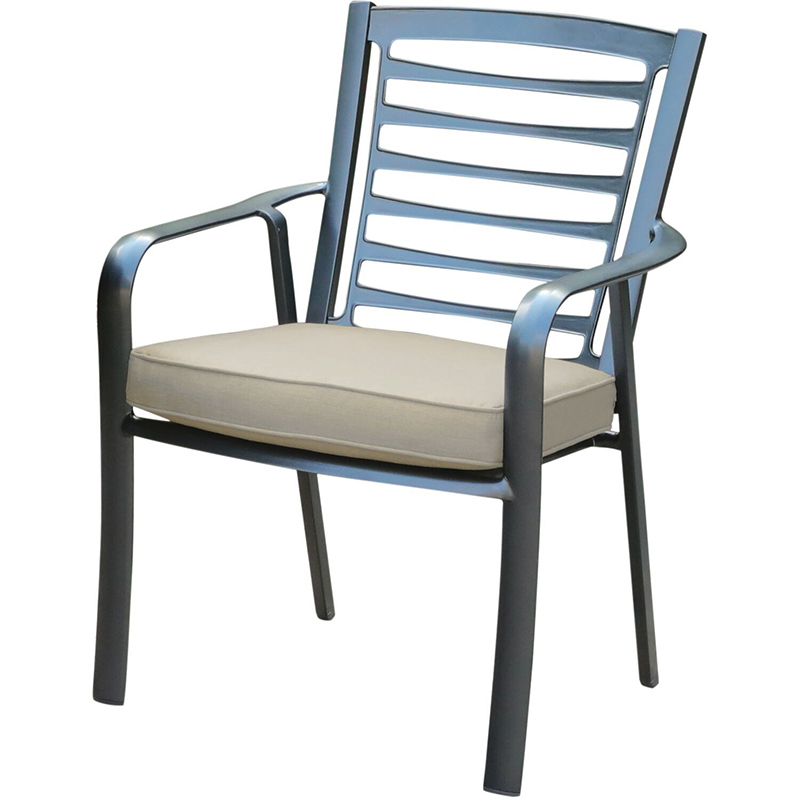 Hanover Pemberton Commercial Gunmetal Sunbrella Cushioned Dining Chair
