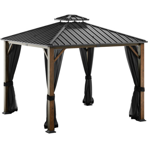 Hanover Wyatt Hard Top Gazebo with Curtains