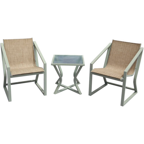 Mod Furniture Asbury 2 Sling Chairs and Glass Top Side Table Seating Set