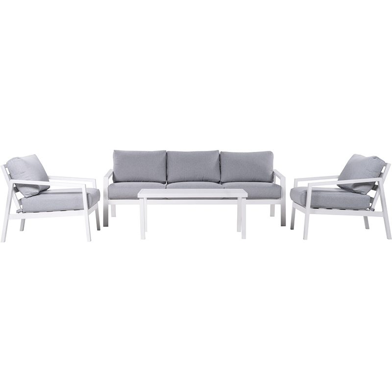Mod Furniture Greyson 2 Cushioned Side Chairs, 1 Sofa and Slat Coffee Table Seating Set