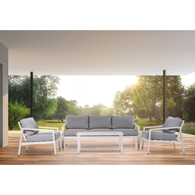 Mod Furniture Greyson 2 Cushioned Side Chairs, 1 Sofa and Slat Coffee Table Seating Set