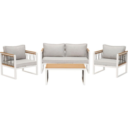 Mod Furniture Hampton 2 Rope Chairs, Loveseat and Faux Wood Top Coffee Table Seating Set