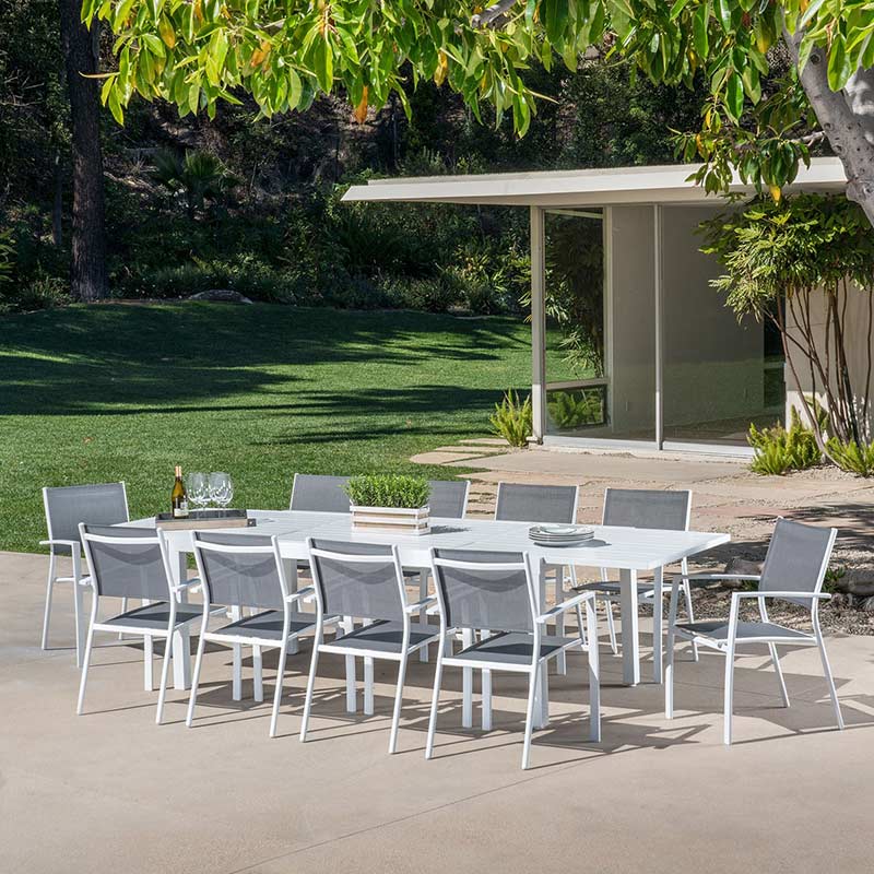 Mod Furniture Harper 10 Aluminum Chairs and 1 Extension Table Dining Set