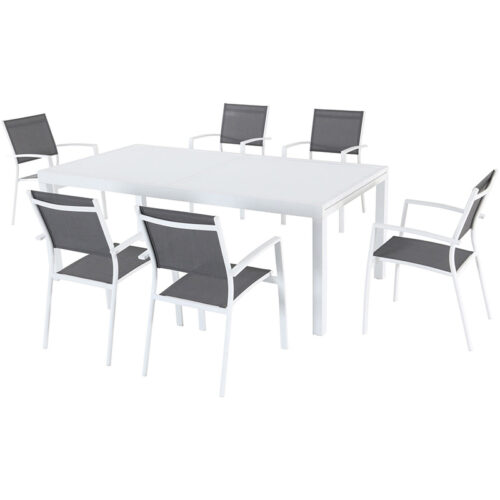 Mod Furniture Harper 6 Aluminum Chairs and 1 Extension Table Dining Set