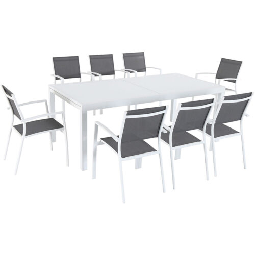 Mod Furniture Harper 8 Aluminum Chairs and 1 Extension Table Dining Set