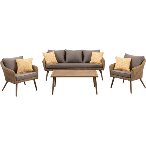 Mod Furniture Jaden 2 Side Chairs, Sofa and Faux Wood Coffee Table Seating Set