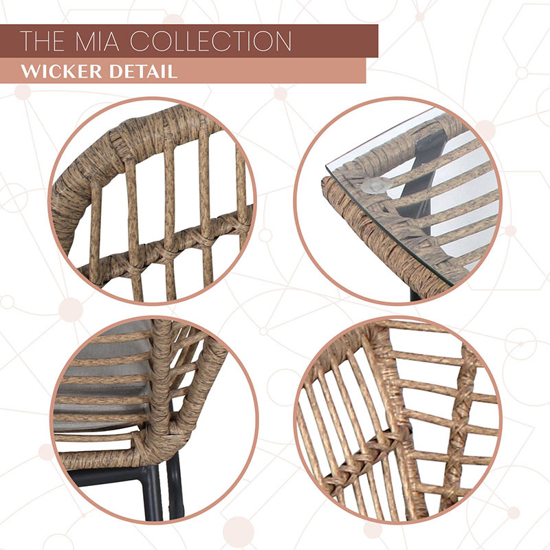 Mod Furniture Mia 2 Rattan Wicker Chairs and Side Table Seating Set