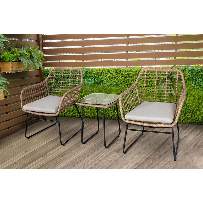 Mod Furniture Mia 2 Rattan Wicker Chairs and Side Table Seating Set