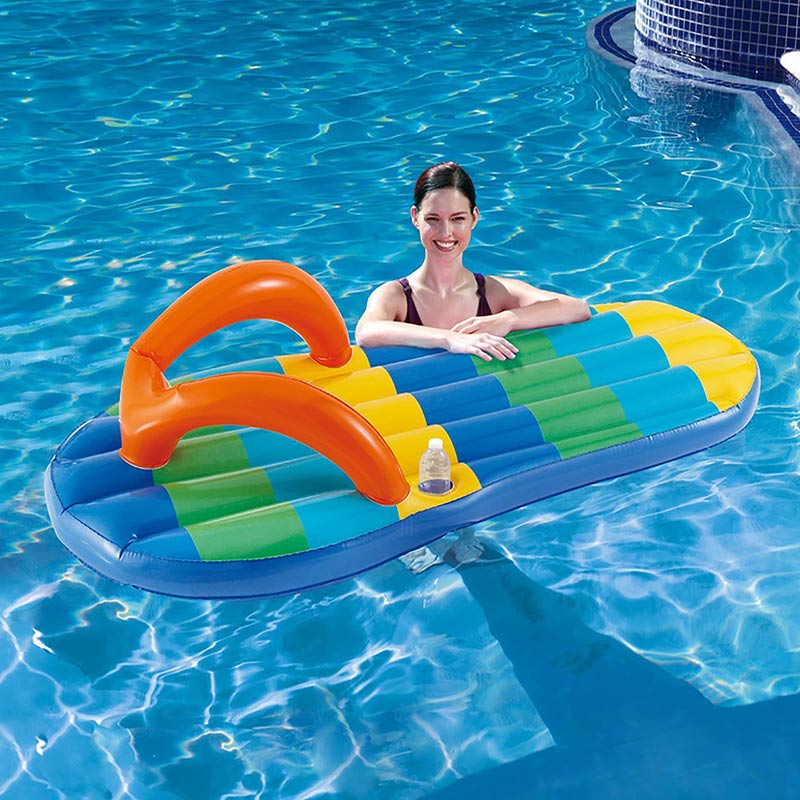 71in Multi-Colored Beach Striped Flip Flop Inflatable Pool Float