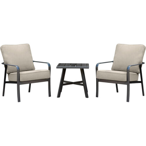 Hanover Cortino 2 Slat Back Club Chairs and Side Table Seating Set