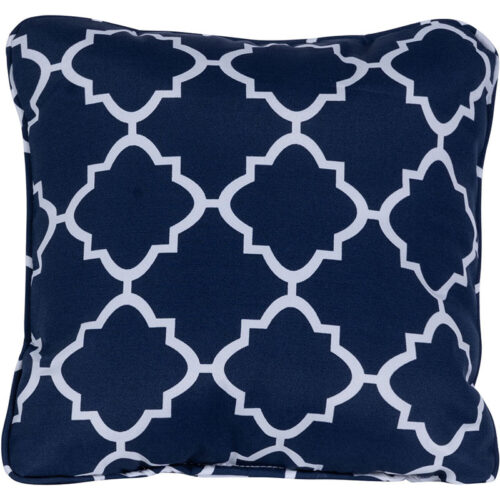 Hanover Lattice Pattern Printed Navy Blue Toss Pillow