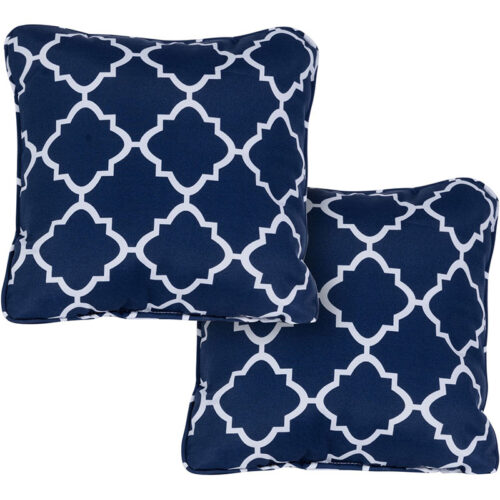 Hanover Lattice Pattern Printed Navy Blue Toss Pillow Set