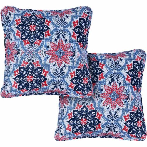 Hanover Medalian Pattern Printed Navy and Red Multi-Colored Toss Pillow Set
