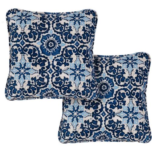 Hanover Medalian Pattern Printed Navy Toss Pillow Set