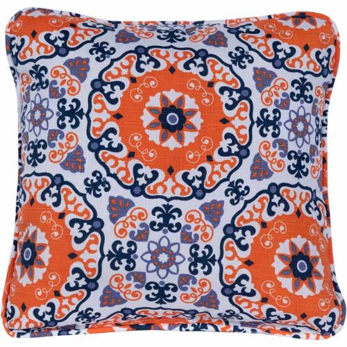 Hanover Medalian Pattern Printed Orange and Blue Multi-Colored Toss Pillow