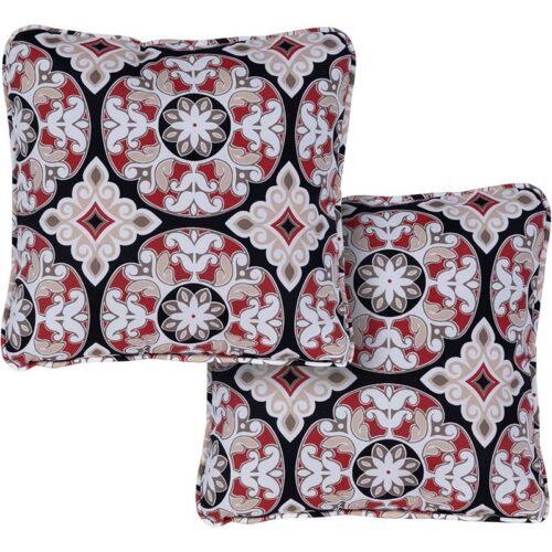 Hanover Medalian Pattern Printed Red and Black Multi-Colored Toss Pillow Set