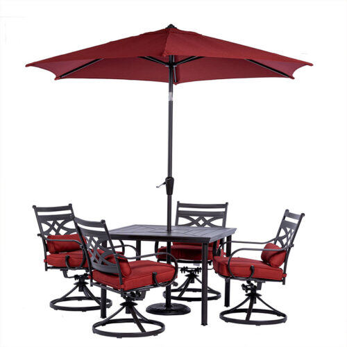 Hanover Montclair 5 Piece Dining Set-Chili Red