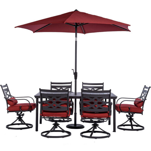 Hanover Montclair 7 Piece Dining Set-Chili Red