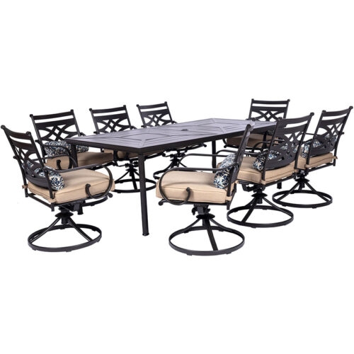 Hanover Montclair 9 Piece Dining Set - Tan