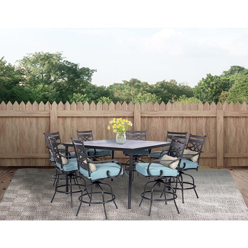 Hanover Montclair 9 Piece High Dining Set - Ocean Blue