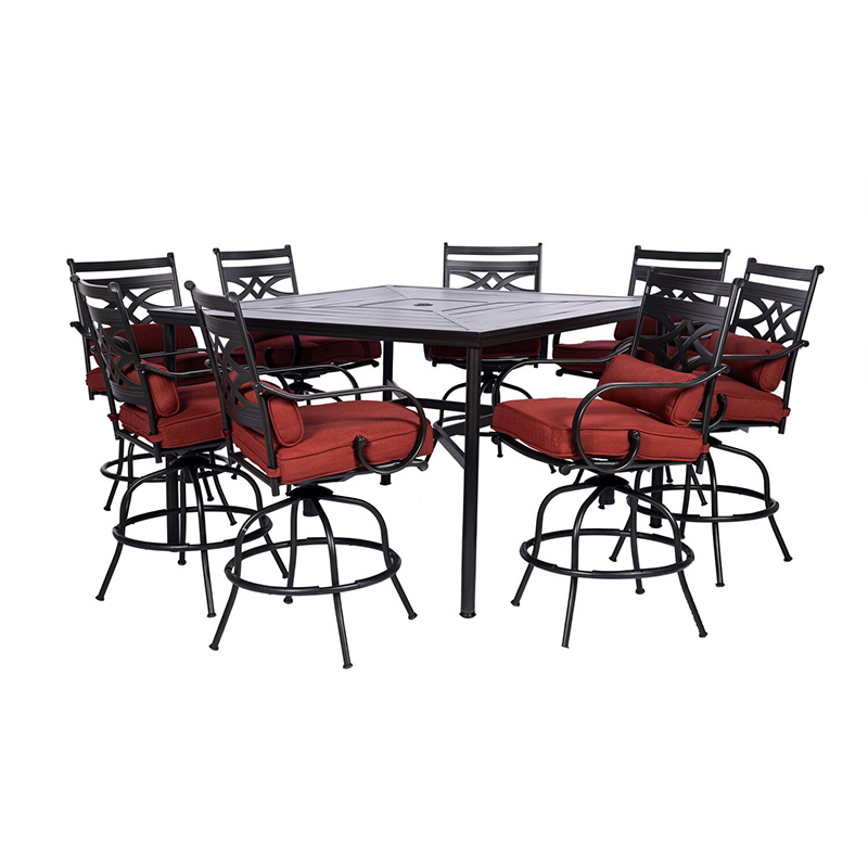 Hanover Montclair 9 Piece High Dining Set - Chili Red