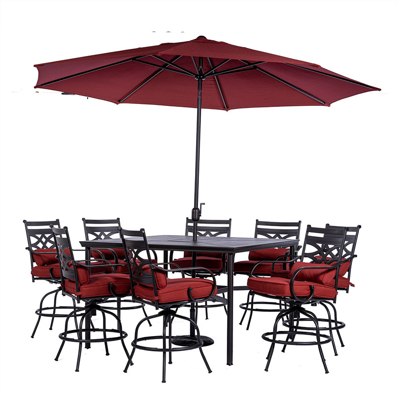 Hanover Montclair 9 Piece High Dining Set - Chili Red
