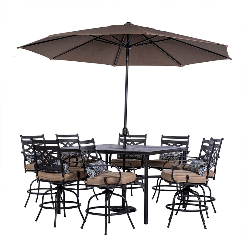 Hanover Montclair 9 Piece High Dining Set - Tan