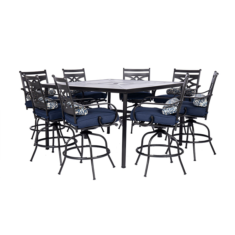 Hanover Montclair 9 Piece High Dining Set - Navy
