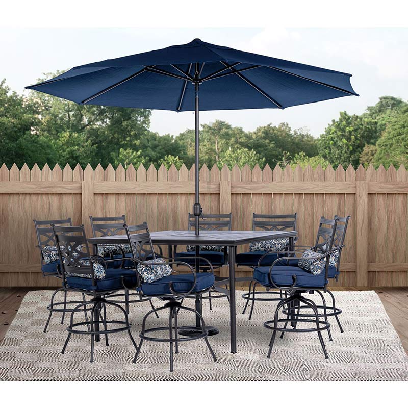 Hanover Montclair 9 Piece High Dining Set - Navy