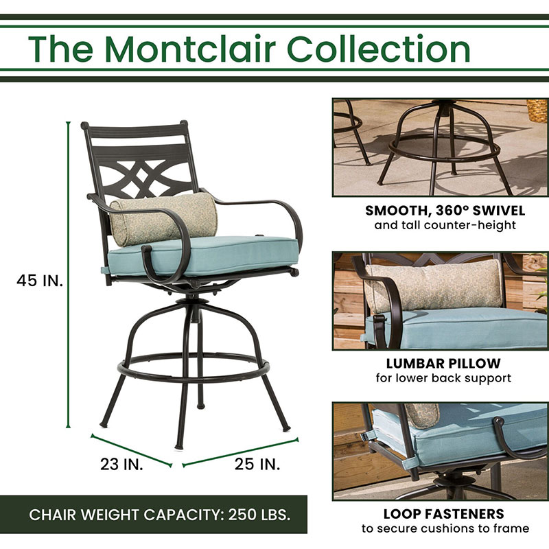 Hanover Montclair 9 Piece High Dining Set - Ocean Blue