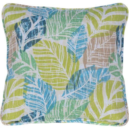 Hanover Palm Pattern Printed Green and Blue Multi-Colored Toss Pillow