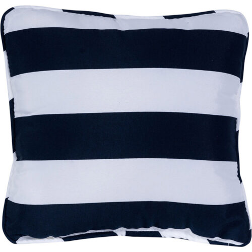 Hanover Stripe Pattern Printed Navy and White Multi-Colored Toss Pillow