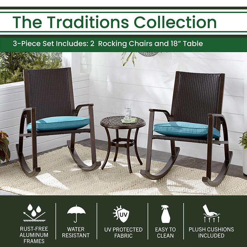 Hanover Traditions 3 Piece Rocking Chair Set - Blue