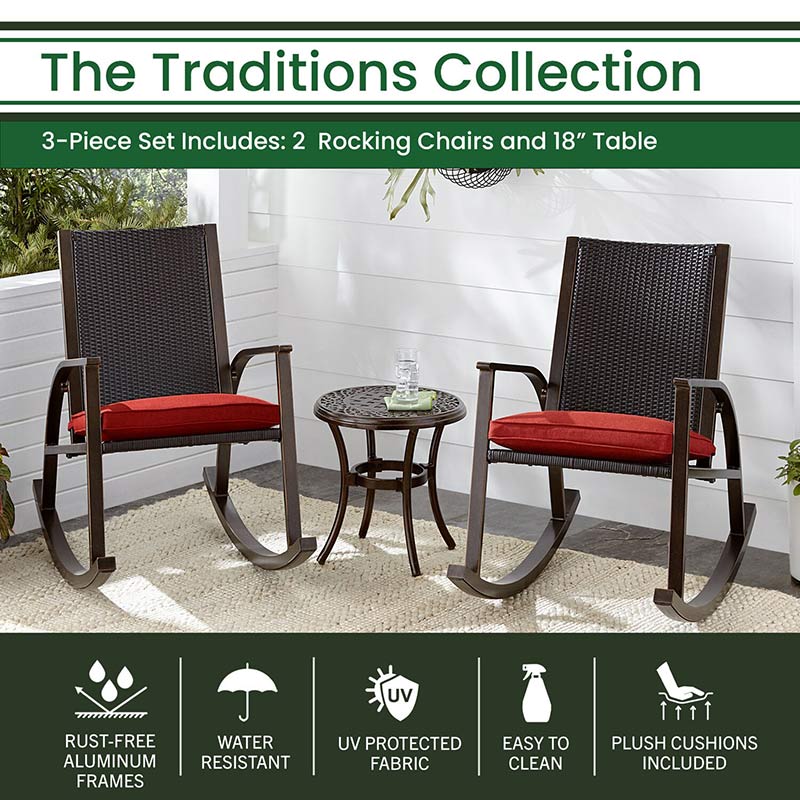 Hanover Traditions 3 Piece Rocking Chair Set - Red