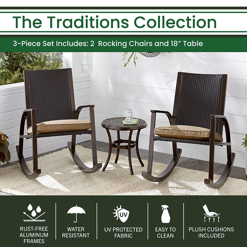 Hanover Traditions 3 Piece Rocking Chair Set - Tan