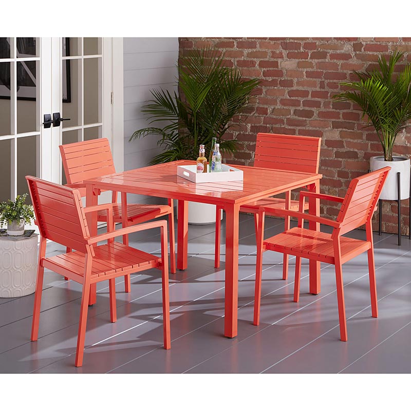 Mod Furniture Luna 5 Piece Slat Dining Set-Coral