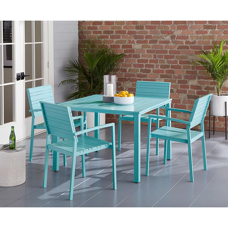 Mod Furniture Luna 5 Piece Slat Dining Set-Teal